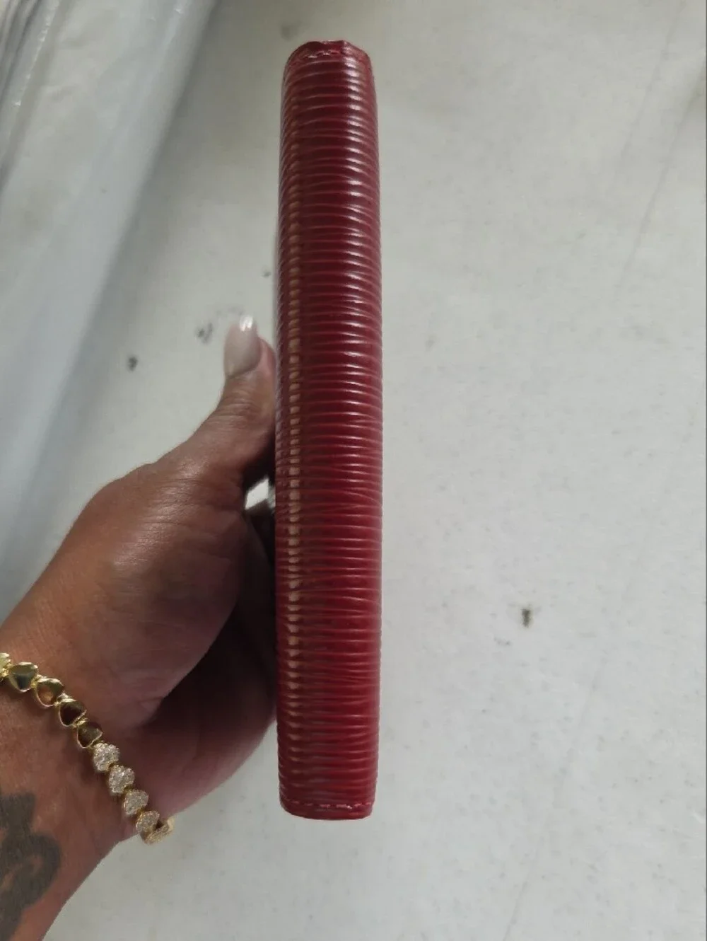Louis Vuitton Red Epi Textured Leather Folio Phone Case with Snap Strap